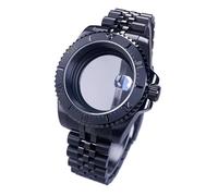 Gladiaond 1 reloj con caja negra de 40 mm y cristal zafiro, resistente al agua, 120 clics, compatible movimientos NH34, NH35 NH36, esfera 28,5(Ceramic Bezel Set 10,Solid back)