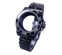 Gladiaond 1 reloj con caja negra de 40 mm y cristal zafiro, resistente al agua, 120 clics, compatible movimientos NH34, NH35 NH36, esfera 28,5(Ceramic Bezel Set 11,Glass back)