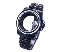 Gladiaond 1 reloj con caja negra de 40 mm y cristal zafiro, resistente al agua, 120 clics, compatible movimientos NH34, NH35 NH36, esfera 28,5(Without Bezel,Solid back)