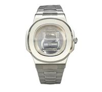 Gladiaond Caja de acero Nautilus for reloj, parte trasera transparente, compatible con movimiento NH35, NH36, 4R, cristal zafiro, esfera 30,5 mm, piezas reparación for hombre(01)