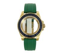 Gladiaond Caja de reloj 40mm, pulsera goma con bisel cerámica, inserto zafiro for NH35 NH36 NH34/38, Miyota8215, ETA2824 Movts, 1 ud(Green strap 6,For Miyota 8215)