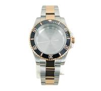 Gladiaond Caja de Reloj Buceo Sub GMT Resistente al Agua 20 Bar, 40 mm, Color Plata y Oro Rosa, for Movimiento Miyota 8215, Esfera 28,5(Silver Rose Gold4)