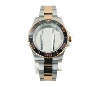 Gladiaond Caja de Reloj Buceo Sub GMT Resistente al Agua 20 Bar, 40 mm, Color Plata y Oro Rosa, for NH34, NH35, NH36, NH38, Movimiento, Esfera 28,5(Silver Rose Gold10)