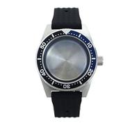 Gladiaond Caja de reloj for hombre 40 mm con correa zafiro AR abovedado for movimientos 62MAS NH34 NH35 NH36/38 4R36, accesorios vintage(Black Strap 26)