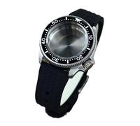 Gladiaond Caja de reloj plateada 38 mm con corona 3,8 y cristal zafiro for movimiento NH35, NH36, NH70 4R, cubierta inferior transparente/sólida SKX007/013(Solid bottom cover 1)