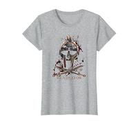 Gladiator Helmet Camiseta, Mujer, Gris Jaspeado, XL