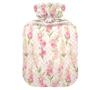 Gladiolus Flowers Gingham - Botellas de agua caliente con cubierta suave, bolsa de agua caliente de 2 L para calambres menstruales