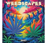 Gladstone Media Weedscapes - Calendario de pared cuadrado 2027, calendario de 16 meses, paisajes y humor inspirados en el cannabis, calendario de pared cuadrado mensual, 12 x 12 pulgadas, regalo