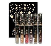 Glänzender Lippen Gloss, 6 Farben Glitzer Lippenpflege 2.5ml, Intensiver Glanz Flüssiger Lippenstift Makeup Set Für Arbeit Frauen Mädchen Hochzeit Geburtstag Feiertag Date