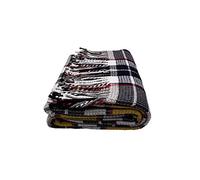 GLAESER Manta Fair Deluxe Cotton All Seasons de lana de 50% algodón, 30% poliéster y 20% acrílico, manta para sofá o sofá, manta con flecos (cuadros amarillos/negros)