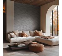 Gläzende Y Fino Estructurada Papel Pintado Con una Discreta Patrón Ondas - Negro