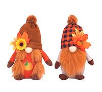 GLAITC 2 Piezas Otoño Gnomo Felpa Decoraciones Gnomo de Gracias Muñeca Sueca Hecha a Mano con Calabaza Muñeca Sin Rostro Adornos de Mesa Hechos a Mano de Otoño para la Decoración de la Mesa del Hogar