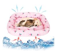 GLAITC Esterilla Alfombrilla de Refrigeración para Perros, 45x40cm Manta Cama Refrescante, Esterilla de Enfriamiento para Mascotas (Rosa)