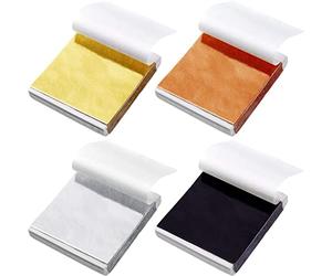 Glakyur 400 piezas imitación oro plata cobre hoja papel papel hoja escapo dorado hojas para uñas fiesta decantador DIY arte artesanía papel