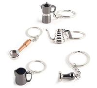 Glakyur 5 piezas creativo Barista Café Tamper Llaveros Portafilter Moka Jarra Llaveros Portátil Café Accesorios
