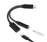 Glakyur Adaptador de Audio de Carga Tipo C a 3,5 Mm 2 en 1 USB C Divisor Auriculares Cable de Audio AUX para Divisor de Inteligente