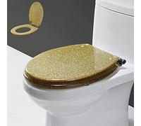 Glam - Asiento de inodoro con purpurina, redondo, de resina, cierre lento, decoración de baño, tapa de inodoro decorativa brillante para baños elegantes, fácil de instalar y diseño único