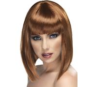 Glam Blunt Peluca con Flecos Marrón Elegante Mujer Disfraz de Halloween
