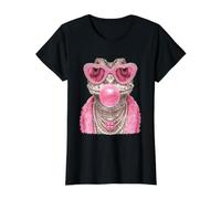 Glam Frog with Hearts Gafas De Sol Boujee Animal Bubblegum Camiseta gráfica económica, Mujer, Negro, L