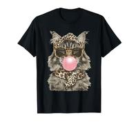 Glam Maine Coon Cat con Gafas de Sol Boujee Bubblegum Graphic Camiseta
