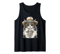 Glam Maine Coon Cat con Sombrero de Vaquero Boujee Animal Western Camiseta sin Mangas