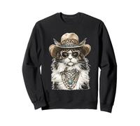 Glam Maine Coon Cat con Sombrero de Vaquero Boujee Animal Western Sudadera