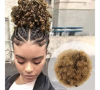 GLAM21USA Afro Puff - Peluca de cola de caballo rizada retro con cordón para mujeres negras, extensión de cabello sintético (pequeño, T1B/27)