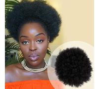 Glam21Usa - Peluca de pelo sintético afro rizado con moño para mujeres negras (grande, 1 negro profundo))