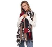 Glamexx24 Bufanda XXL para Mujer Cuddly Warm con Patrón Leo y Poncho con Flecos de 3 Colores - Gran Tamaño