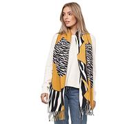 Glamexx24 Bufanda XXL para mujer Cuddly Warm Leo Pattern Bufanda Poncho con flecos de 3 colores Bufanda de gran tamaño