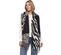 Glamexx24 Bufanda XXL para mujer Cuddly Warm Leo Pattern Bufanda Poncho con flecos de 3 colores Bufanda de gran tamaño