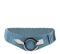 Glamexx24 Cinturón elástico de cintura para mujer, cinturón de cadera de 6 cm de ancho con anillo plateado, azul claro, Taillenweite 75cm-110cm