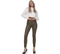 Glamexx24 Pantalones ajustados para mujer con efecto de piel, cintura alta, elásticos, vaqueros ajustados, marrón, L