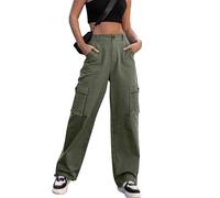 GLAMGEAR Pantalones Cargo for Mujer Cintura Alta Senderismo Caminar De Combate Trabajo Informales Calle Al Aire Libre Sueltos Y2k Góticos Pierna Ancha Holgados Punk Harajuku(Green,S)