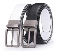 Glamicci Cinturón de cuero reversible - Cuero genuino | Ajustable y recortado para adaptarse | Elegante diseño 2 en 1 para hombres y mujeres | 33-34 mm de ancho | Vestido versátil y cinturón casual