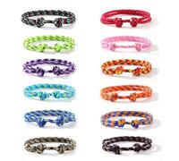 Glamifyr 12 pulseras surferas para mujer, pulsera surfista para hombre, cuerda marina multicolor, cuerda náutica, pulsera ajustable para hombre y mujer
