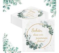 Glamifyr 40 servilletas con texto en alemán "Schön Dass Wir zusammen Feiern, Geburtstag" Frau Mann für Tischdeko Hochzeit Party, Eukalyptus Salvia, Geburtstags-Servilletetten, 33 x 33 cm