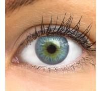 GLAMLENS lentillas de color - Azul (Catania Lime Ice Blue) + contenedor. 1 par (2 piezas) 90 Días Sin Graduación 0.00 dioptrías blandos Lentes de contacto azules de hidrogel de silicona