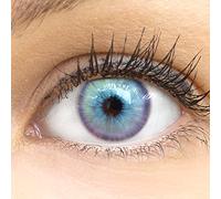 GLAMLENS lentillas de color - azul Olbia Ash Blue + contenedor. 1 par (2 piezas) - 90 Días - Sin Graduación - 0.00 dioptrías - blandos - Lentes de contacto de hidrogel de silicona s