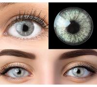 GLAMLENS lentillas de color -gris Keira Grey + contenedor. 1 par (2 piezas) - 90 Días - Sin Graduación - 0.00 dioptrías - blandos - Lentes de contacto grises de hidrogel de silicona s