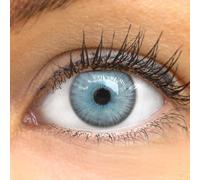 GLAMLENS lentillas de color - Gris (Limone FE Ice Gray) + contenedor. 1 par (2 piezas) 90 Días Sin Graduación 0.00 dioptrías blandos Lentes de contacto grises de hidrogel de silicona