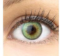 GLAMLENS lentillas de color verdes "Padua Emerald" + contenedor. 1 par (2 piezas) - 90 Días - Sin Graduación - 0.00 dioptrías - blandos - Lentes de contacto verde de hidrogel de silicona