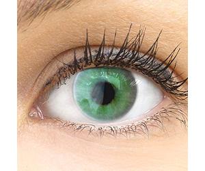 GLAMLENS lentillas de color verdes Valencia Green + contenedor. 1 par (2 piezas) - 90 Días - Sin Graduación - 0.00 dioptrías - blandos - Lentes de contacto verdes verde de hidrogel de silicona
