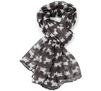 GlamLondon Scottie Dog Scarf Westie Dogs Breed West Highland Scottish Terrier para mujer, gris oscuro, L