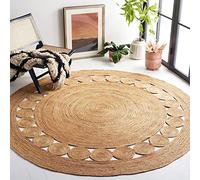 GlammTexa Hand Woven Round Jute Area Rug Braided Round Rugs For Boho Home Decor Living Room and Kitchen Floor Decoration Natural Eco Friendly Area Rug For Farmhouse (Netural Inner Ring, 90 X 90 cm)