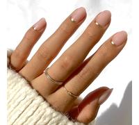 Glamnetic Prensa glamurosa en las uñas - Goal Digger | Clavos redondos cortos, brillantes, semitransparentes, reutilizables | 12 tamaños - Kit de 30 uñas con pegamento