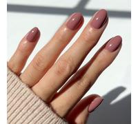 Glamnetic Uñas postizas a presión, color malva otoñal, opacas, apagadas, color malva, cortas, ovaladas, reutilizables, 15 tamaños, kit de 30 uñas