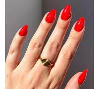 Glamnetic Uñas postizas a presión, color rojo ardiente, color rojo brillante, opacas, uñas postizas cortas de almendra, calidad de salón, 15 tamaños, kit de 30 uñas