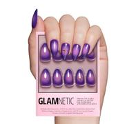 Glamnetic Uñas postizas a presión, diseño de tarot, brillantes, opacas, uñas cortas color morado almendra, calidad de salón, 15 tamaños, kit de 30 uñas con pegamento