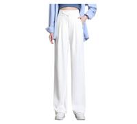 Glamorease High Rise Pull-On Stretch Pants, Womens Pants Elastic Waistband Lightweight And Breathable(White,3XL)